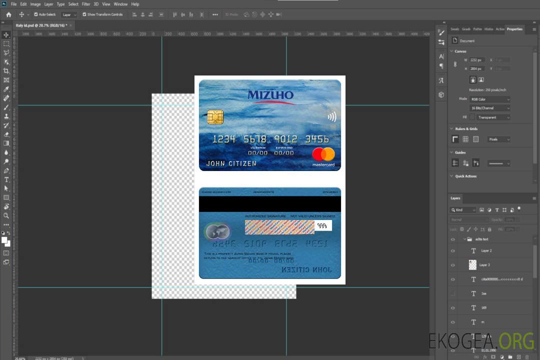 Carte Mastercard de la banque Mizuho au Japon template